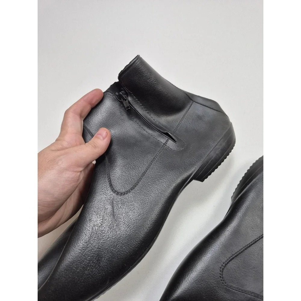 Fogs by London Fog Rain Boots Mens Size 8 Black Rubber Zip Ankle Waterproof